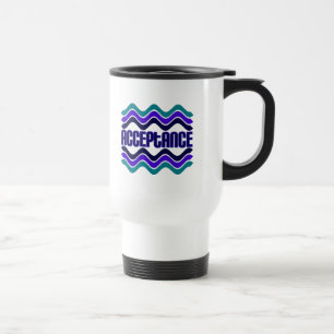Mug De Voyage Citation d'acceptation en bleu vert violet