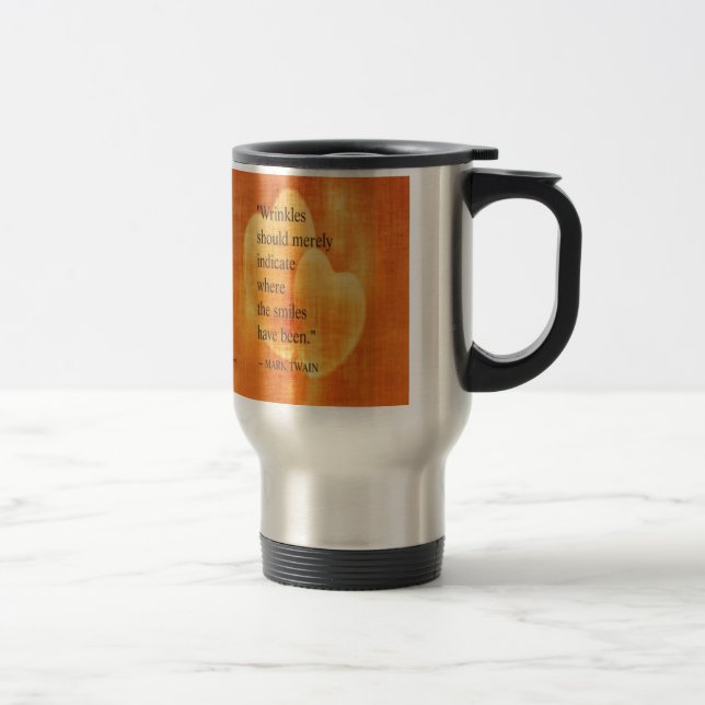 Mug De Voyage Citation D'Anniversaire Mark Twain Avec Coeurs (Droit)