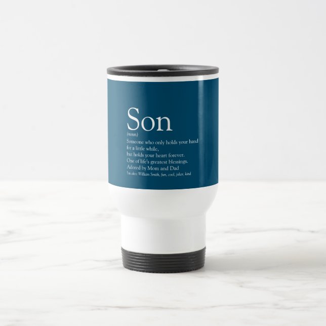 Mug De Voyage Citation Fils Incroyable Bleu Fun Moderne (Centre)