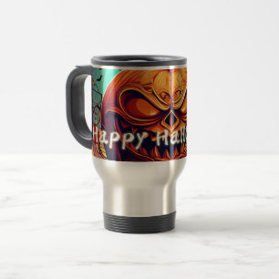 Mug De Voyage Citrouille chauve-souris Jack-o-Lantern féroce Art