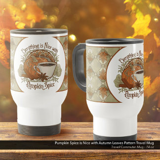Mug De Voyage Citrouille Spice Coffee Art et Feuilles d'automne