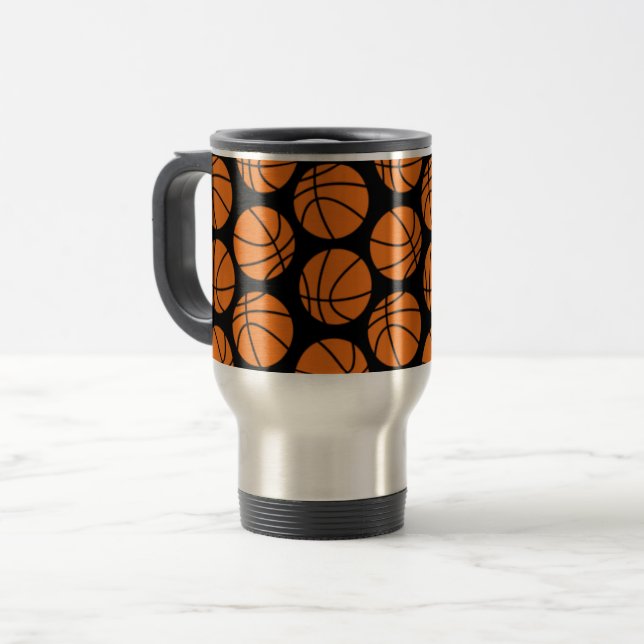 Mug De Voyage Classic Basketball Pattern on Black (Devant gauche)