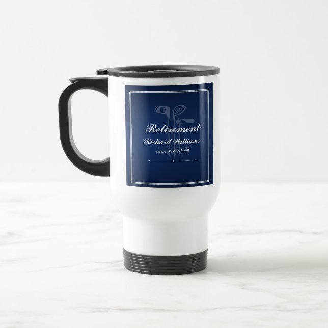 Mug De Voyage Classic Retraite Golf Thème Bleu Blanc (Gauche)