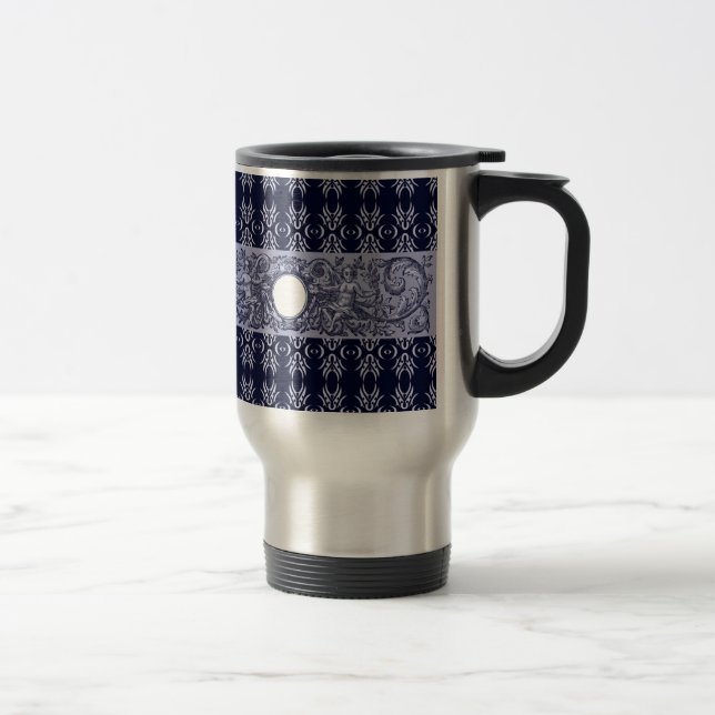 Mug De Voyage Classy Blue Baroque Motif par LeahG - cherubs (Droit)
