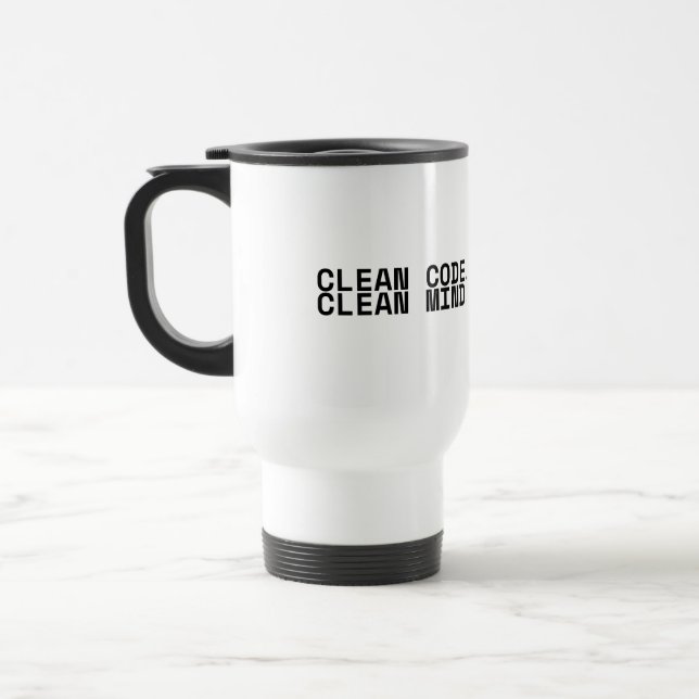Mug De Voyage Clean Code Clean Mind Minimalist Insulated Travel  (Gauche)