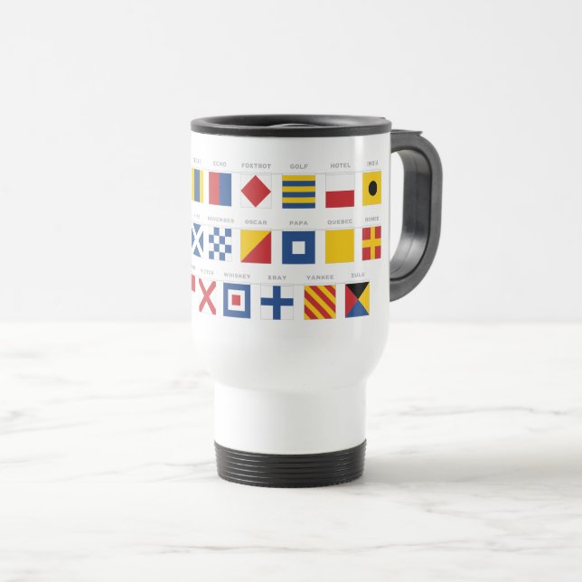 Mug De Voyage Code international d'alphabet de signaux (Devant droit)
