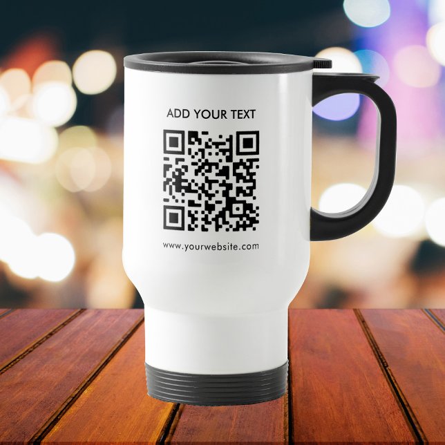 Mug De Voyage Code QR Personnalisé Et Texte Entreprise Moderne (Créateur téléchargé)