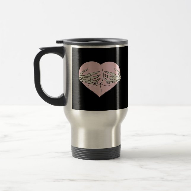Mug De Voyage Coeur Butt Hug Skeleton Mains Classique (Gauche)
