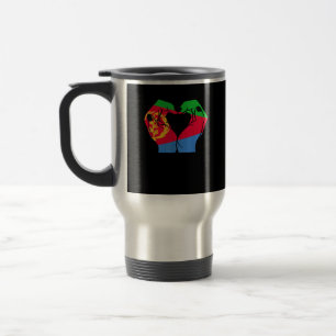 Mug De Voyage Coeur des mains avec drapeau érythréen