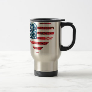 Mug De Voyage coeur du drapeau américain