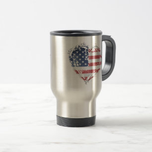 Mug De Voyage Coeur patriotique américain à Grunge
