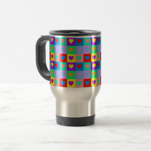 Mug De Voyage Coeur romantique Coloré Motif Pop Art