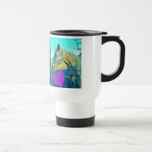 Mug De Voyage Coeur rose et Cheval jaune