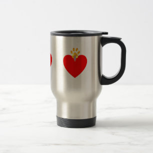 Mug De Voyage Coeur rouge avec patte dorée