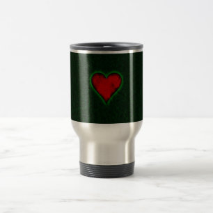 Mug De Voyage Coeur rouge sur un arrière - plan grunge vert