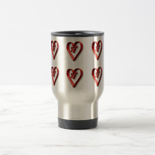 Mug De Voyage Coeurs 3D rouges