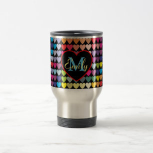 Mug De Voyage Cœurs Arc-en-ciel Colorés Motif Personnalisé