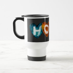 Mug De Voyage Cœurs colorés HOPE – Typographie d'amour inspirant