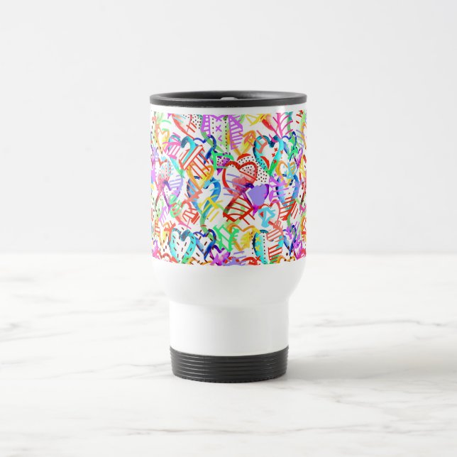Mug De Voyage Coeurs colorés mignons motif (Centre)