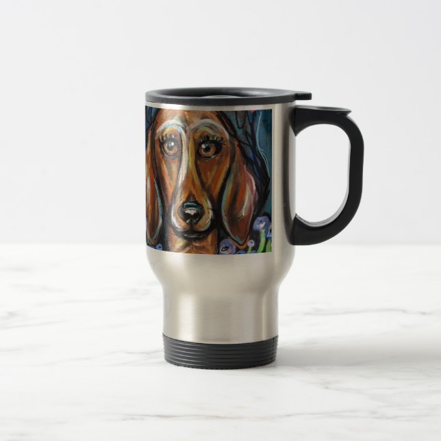 Mug De Voyage Coeurs d'amour de teckel (Droit)