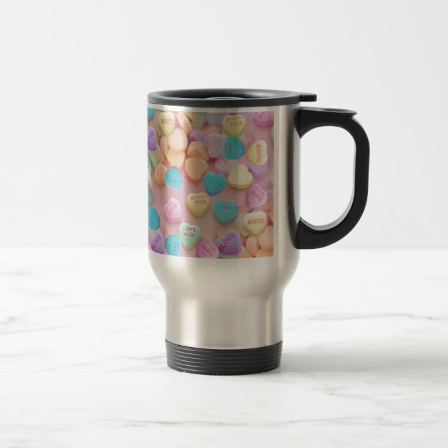 Mug De Voyage coeurs de bonbons valentines (Droit)