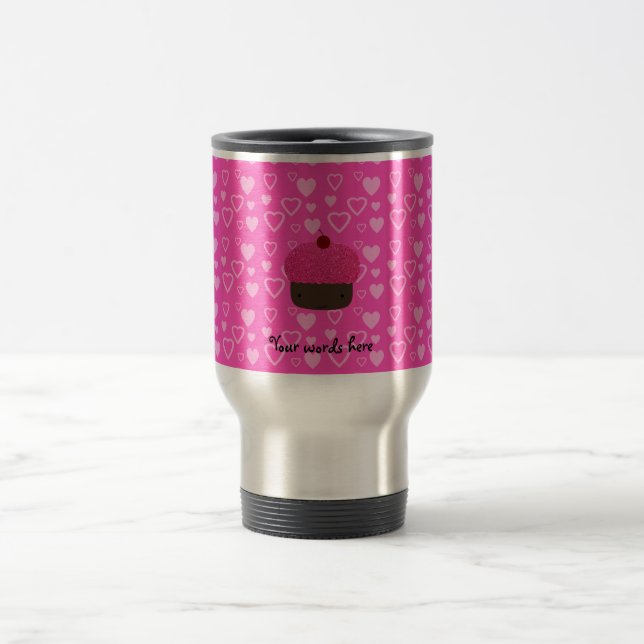 Mug De Voyage Coeurs roses de rose de petit gâteau de parties (Centre)