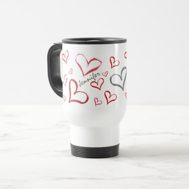 Mug De Voyage Coeurs tumultueux (Devant gauche)