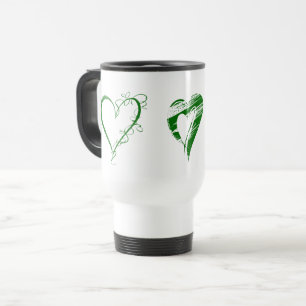 Mug De Voyage Coeurs verts, Amour, Romance, Saint Valentin