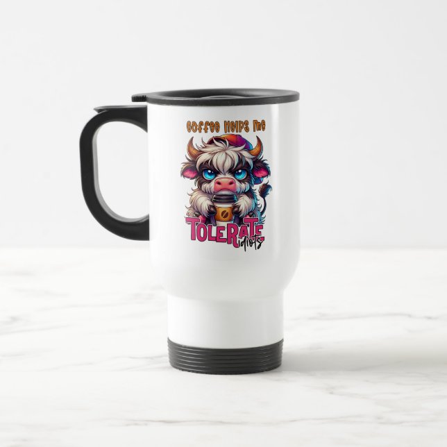 Mug De Voyage Coffee Helps Me Tolerate Idiots  (Gauche)