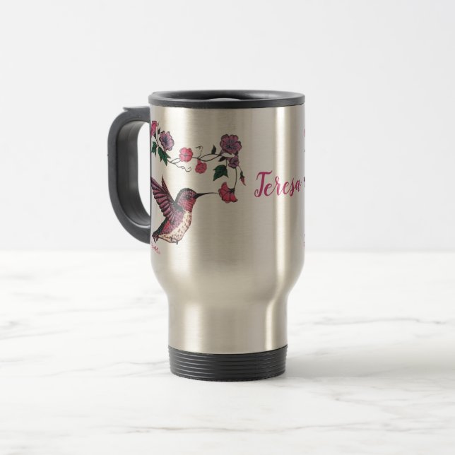 Mug De Voyage Colibri et fleurs (Devant gauche)