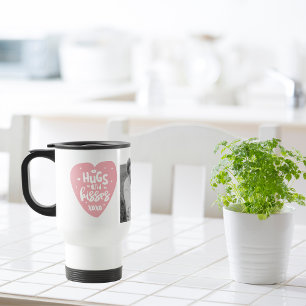 Mug De Voyage Collage Couple Photo & Hugs And Kisses PInk Heart