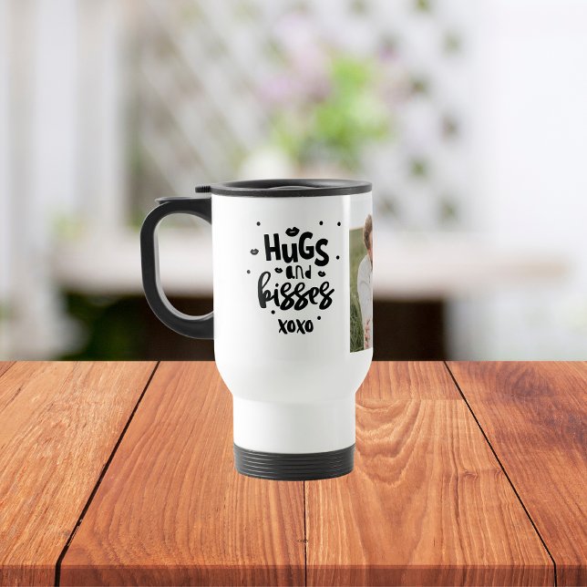 Mug De Voyage Collage Couple Photo & Hugs Et Baisers Phrase Love (Créateur téléchargé)