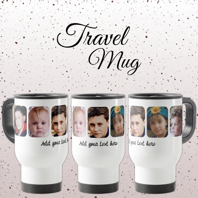 Mug De Voyage collage de 5 photos ajoutez du texte blanc (Créateur téléchargé)