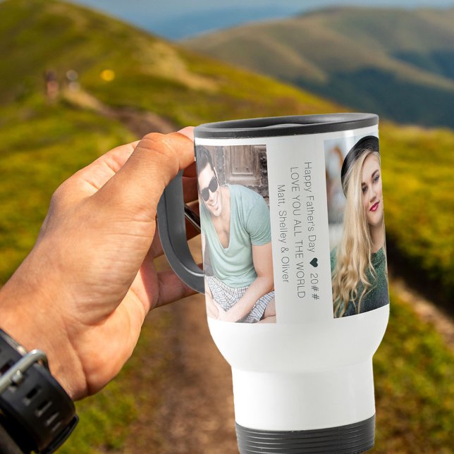 Mug De Voyage Collage de fêtes des pères avec 3 photos et texte  (Créateur téléchargé)