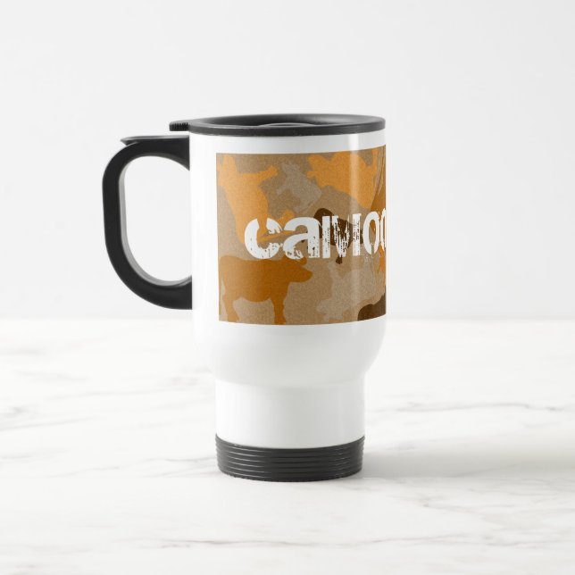 Mug De Voyage Collage de la vache CaMOOflage en orange (Gauche)
