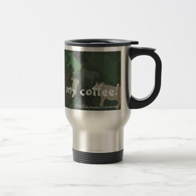 Mug De Voyage Collage de la vache CaMOOflage en vert (Droit)
