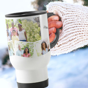 Mug De Voyage Collage de photos de famille - Ajoutez 5 photos et