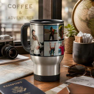Mug De Voyage Collage de photos de famille avec 6 photos et text