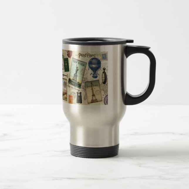 Mug De Voyage collage de voyage vintage moderne (Droit)