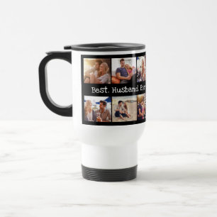 Mug De Voyage Collage photo amusant Meilleur Mari Jamais Noir Bl