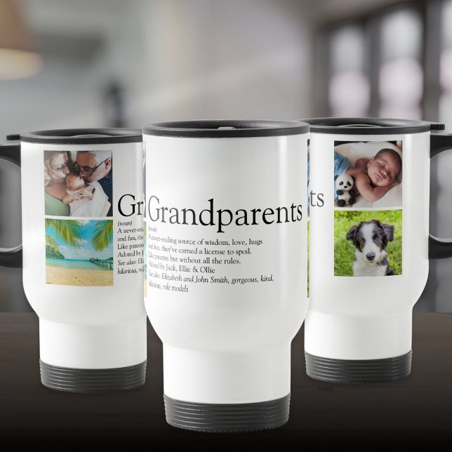 Mug De Voyage Collage photo de définition des grands-parents (Grandparents Definition Photo Collage Travel Mug)