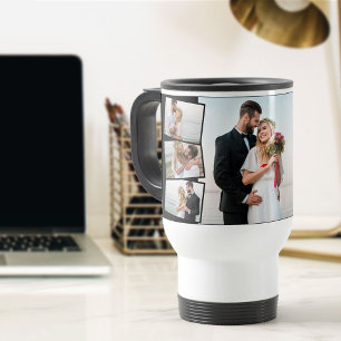 Mug De Voyage Collage photo de mariage 7 avec montage en zigzag