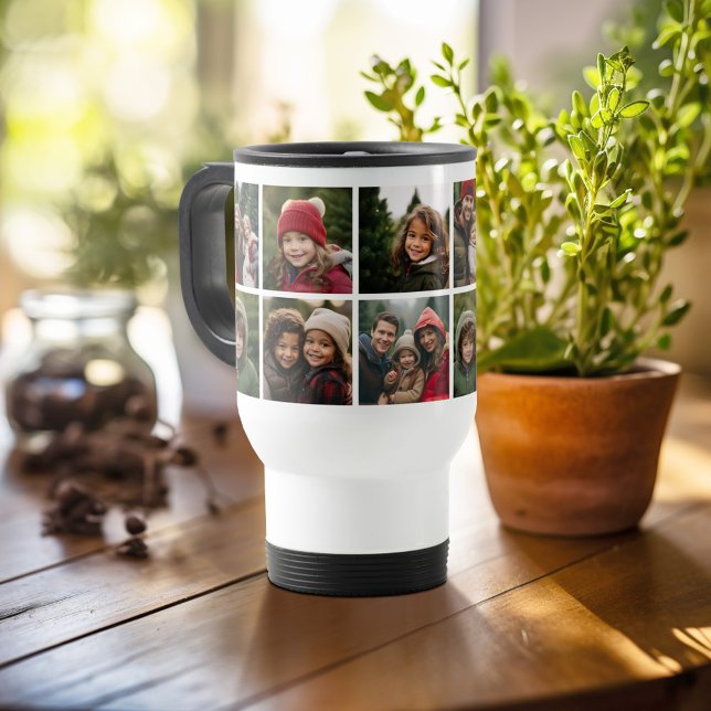 Mug De Voyage Collage photo personnalisé avec photos Carrés (Personalized travel mug)