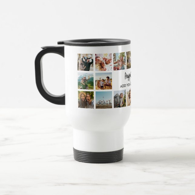 Mug De Voyage Collage photo personnalisé de joyeux anniversaire (Gauche)