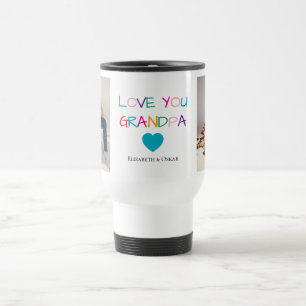 Mug De Voyage Coloré "Love You Grand-père" et texte personnalisé