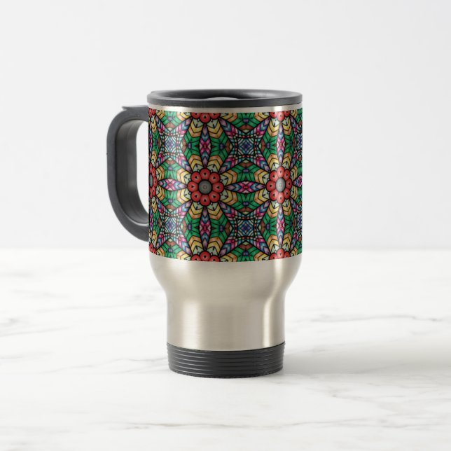 Mug De Voyage Colorful Ornate Kaleidoscope Pattern (Devant gauche)