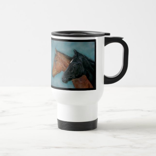 Mug De Voyage colt de chestnut noir chevaux portrait équine (Droite)