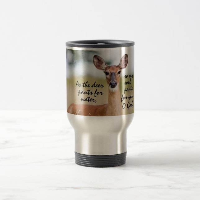 Mug De Voyage Comme le pantalon de cerf pour l'eau Bible Verse P (Centre)