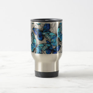 Mug De Voyage Composition des White and Blue Butterflies