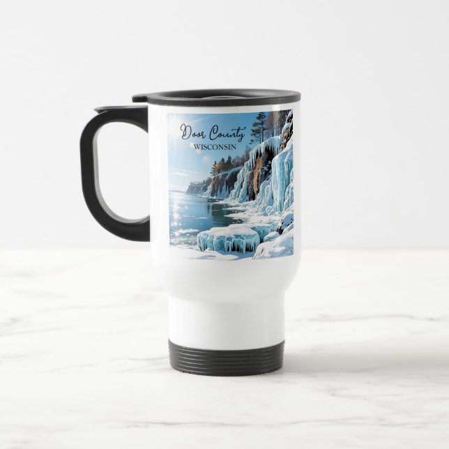Mug De Voyage Comté de Door Wisconsin | Hiver gelé   (Gauche)